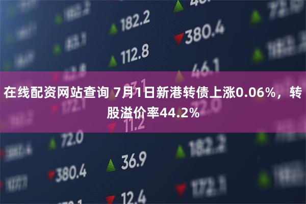 在线配资网站查询 7月1日新港转债上涨0.06%，转股溢价率44.2%